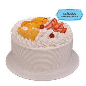 Pastel redondo de frutas con jugo