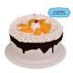 Pastel redondo de vainilla y durazno con tres leches